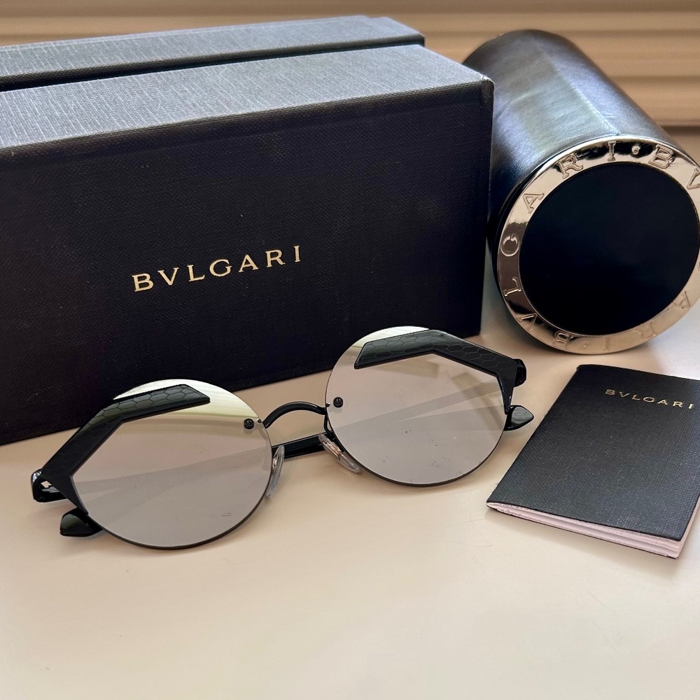 Bvlgari serpenti black mirrored sunglasses
